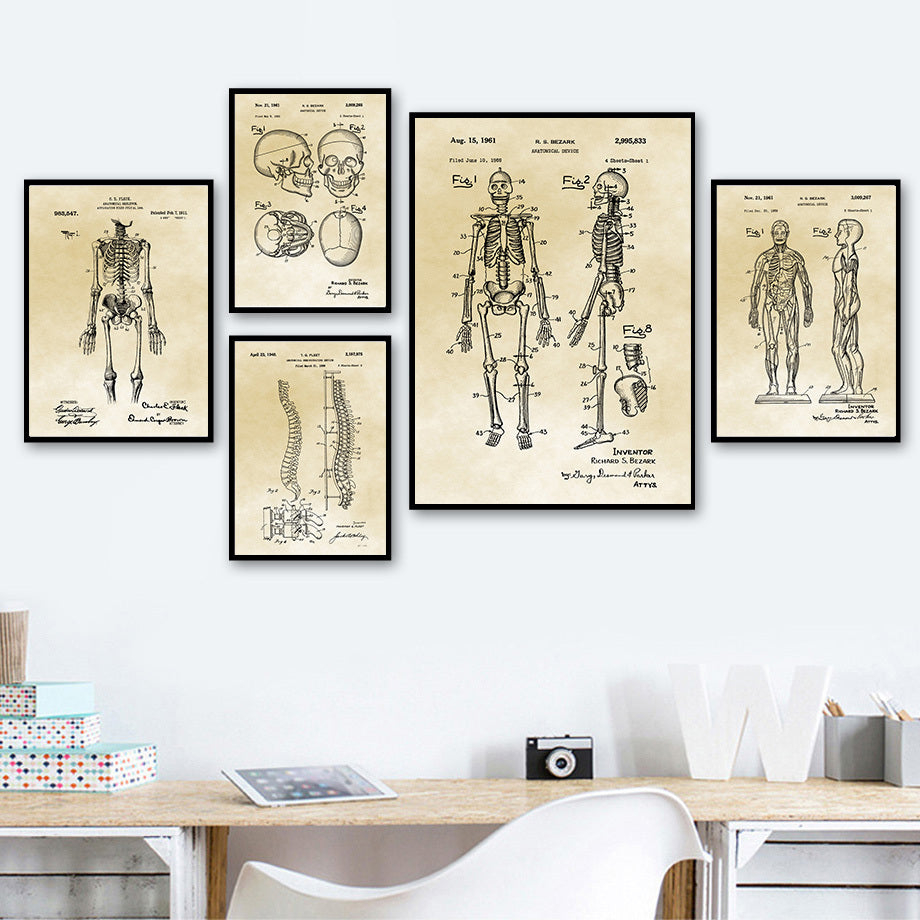 Medical Human Anatomy Musculoskeletal Vintage Art Canvas Painting