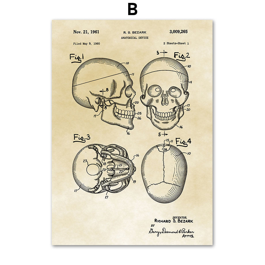 Medical Human Anatomy Musculoskeletal Vintage Art Canvas Painting